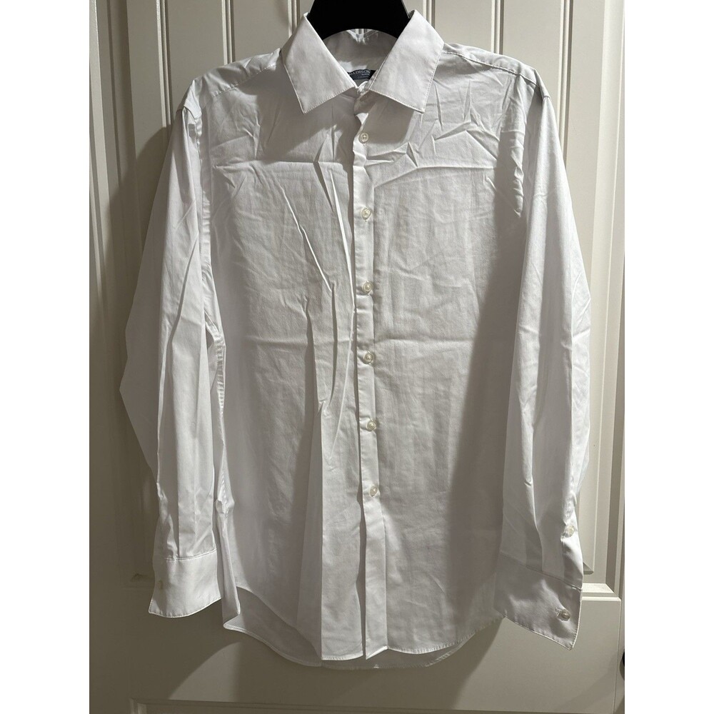 Men’s Madison Slim Fit M 15-15 1/2 32/33 Stretch Performance Dress Shirt White